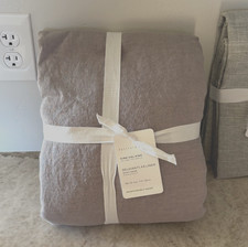 Pottery Barn Belgian Flax Linen KING duvet cover warm gray greige