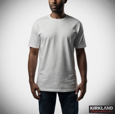 Kirkland Signature Herren weißes Rundhalsausschnitt T-Shirt 100 % Baumwolle weich Basic Tee M-XL