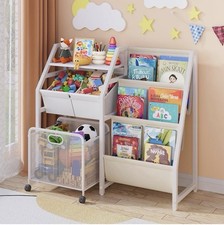 Kids Bookshelf and Toy Storage Organizer - 3 Tier Book Shelf for Kids Rooms