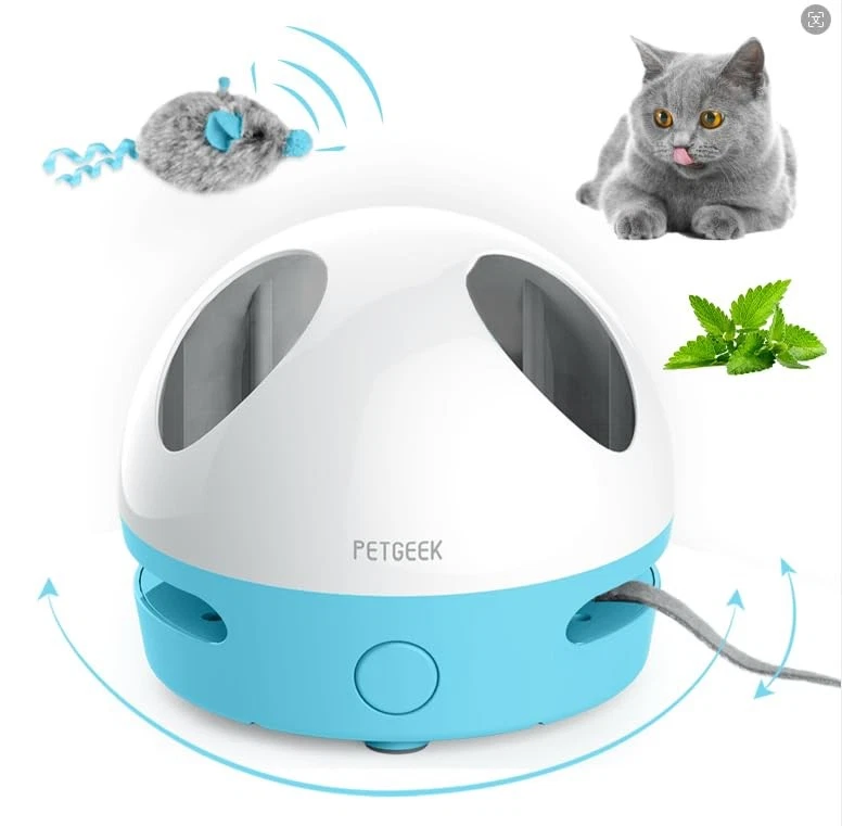 PETGEEK Hidey Mouse Electronic Interactive Cat Toy, Hide light blue