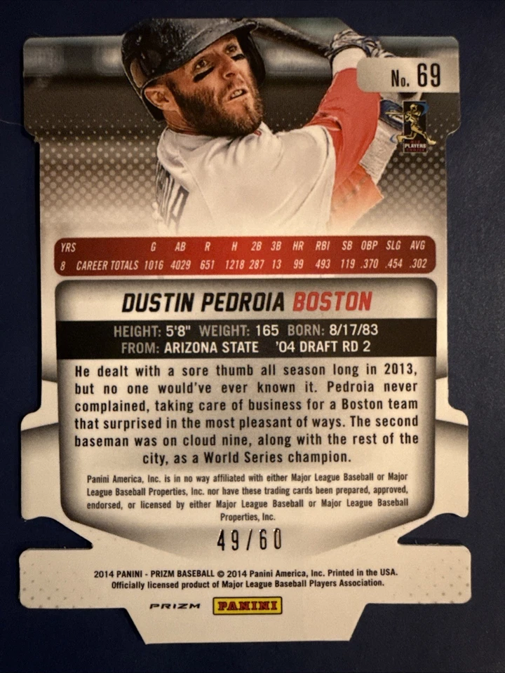 Dustin PEDROIA🔥2014 Panini Prizm Orange Die Cut Refractor #69 49/60 Red Sox💥 - Image 2 of 2