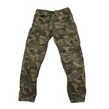 Levi's Boys Camo Jogger Pants Size 8 24x25 Green Elastic Band Pockets Explorer