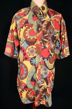 Rare Vintage 1960's McGregor Abstract Colorful Cotton Shirt Size Medium