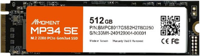 MP34 SE 512GB Pcie Gen3 Nvme M.2 2280 Internal Solid State Drive, Gen3.0X4 Read 