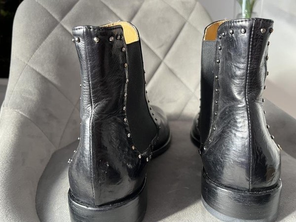 Women Brooks Brothers Boots Black Leather 38.5