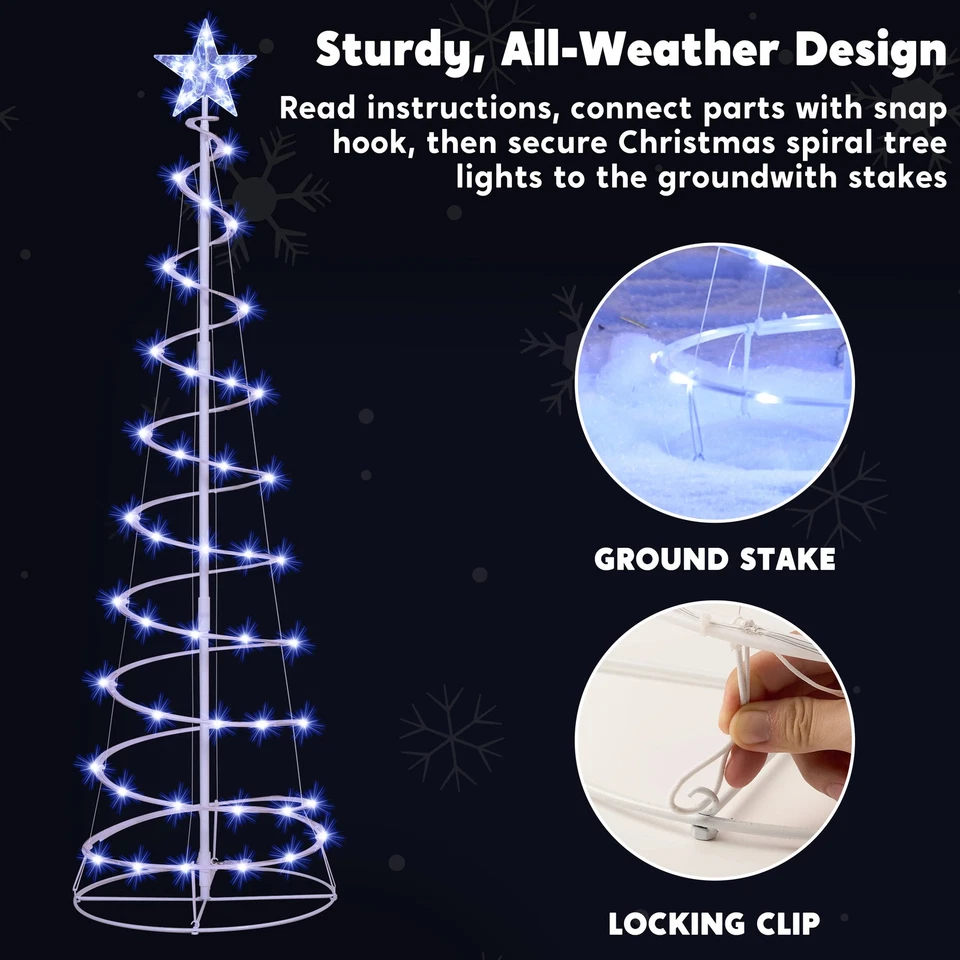 Joyfy 3 Pack Spiral Tree Christmas Decoration Outdoor,218 LED Christmas Tree - Image 2 of 4