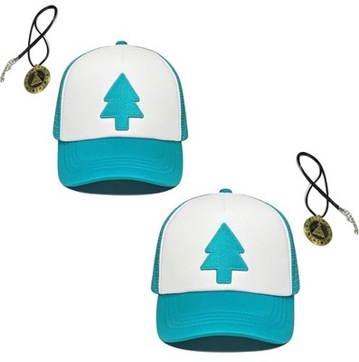 Dipper Aqua Pine Mesh SnapBack Hat Embroidered Gravity Falls With Necklace NEW
