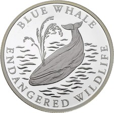 PRAGER: Liberia, 10 Dollars 2001, Gefährdete Tierwelt - Blauwal, Silber [1283]#k
