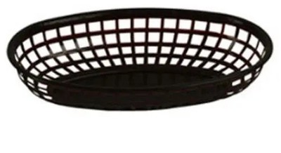 Thunder Group PLBK938K 9-3/8'' Black Oval Fast Food Basket - 1 Doz