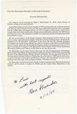 Gene Shoemaker - Signed Page