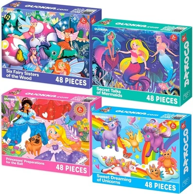 Quokka Prinzessin Lernpuzzle Puzzle Spielzeug für Kleinkinder & Kinder - 4 x 48 Teile