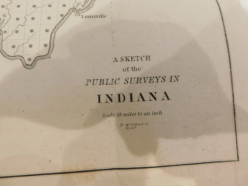383 Indiana Map US Land Survey 20 x 11 Circa 1849 a Sketch of Public Survey - Image 3 of 4