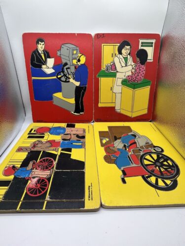 Educational Wood Puzzles Kids Education 1998 Imperfect Vintage Britehouse - Picture 9 of 12