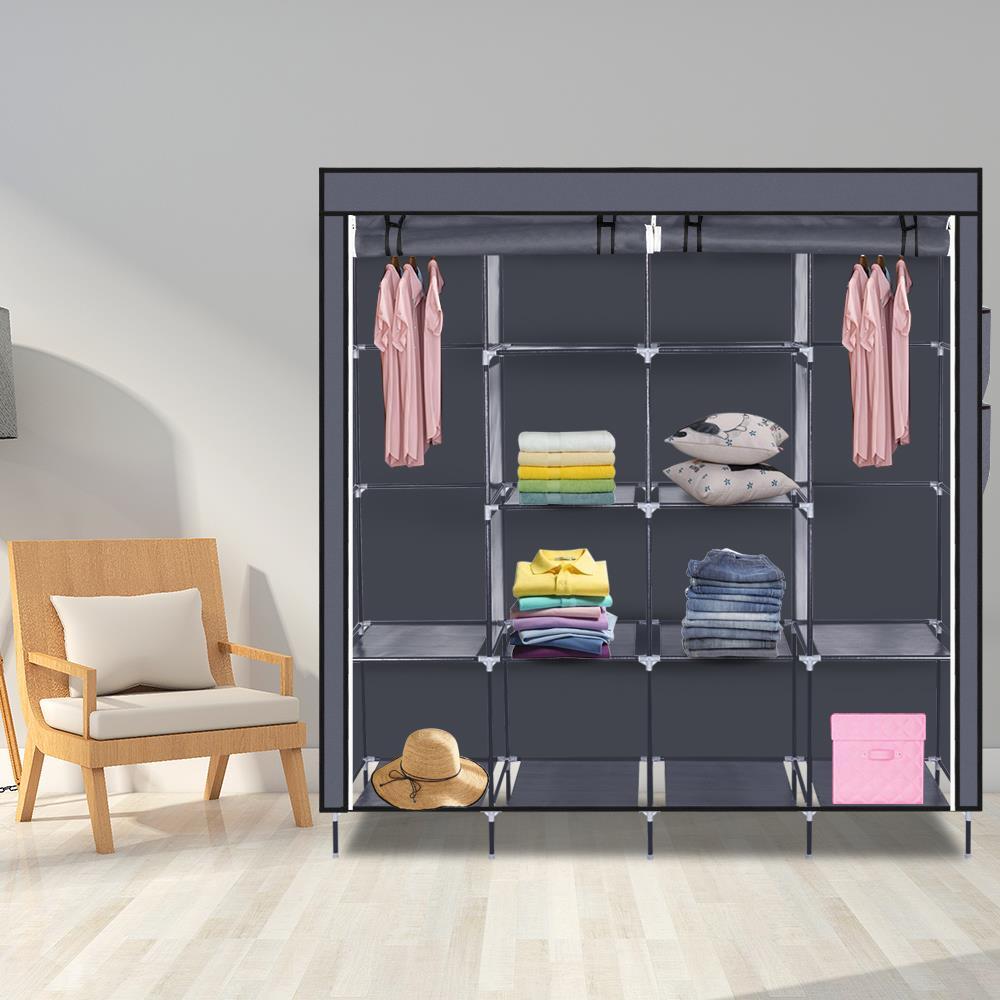 Large Fabric Wardrobe Closet Clothes Organizer 10 Storage Shelves+2 ...