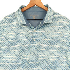 Hickey Freeman Polo Shirt Mens XL Blue Geometric Performance Stretch Quick Dry