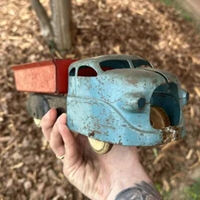 Antique Wyandotte Pressed Steel Dump Truck Toy - Missing Grille