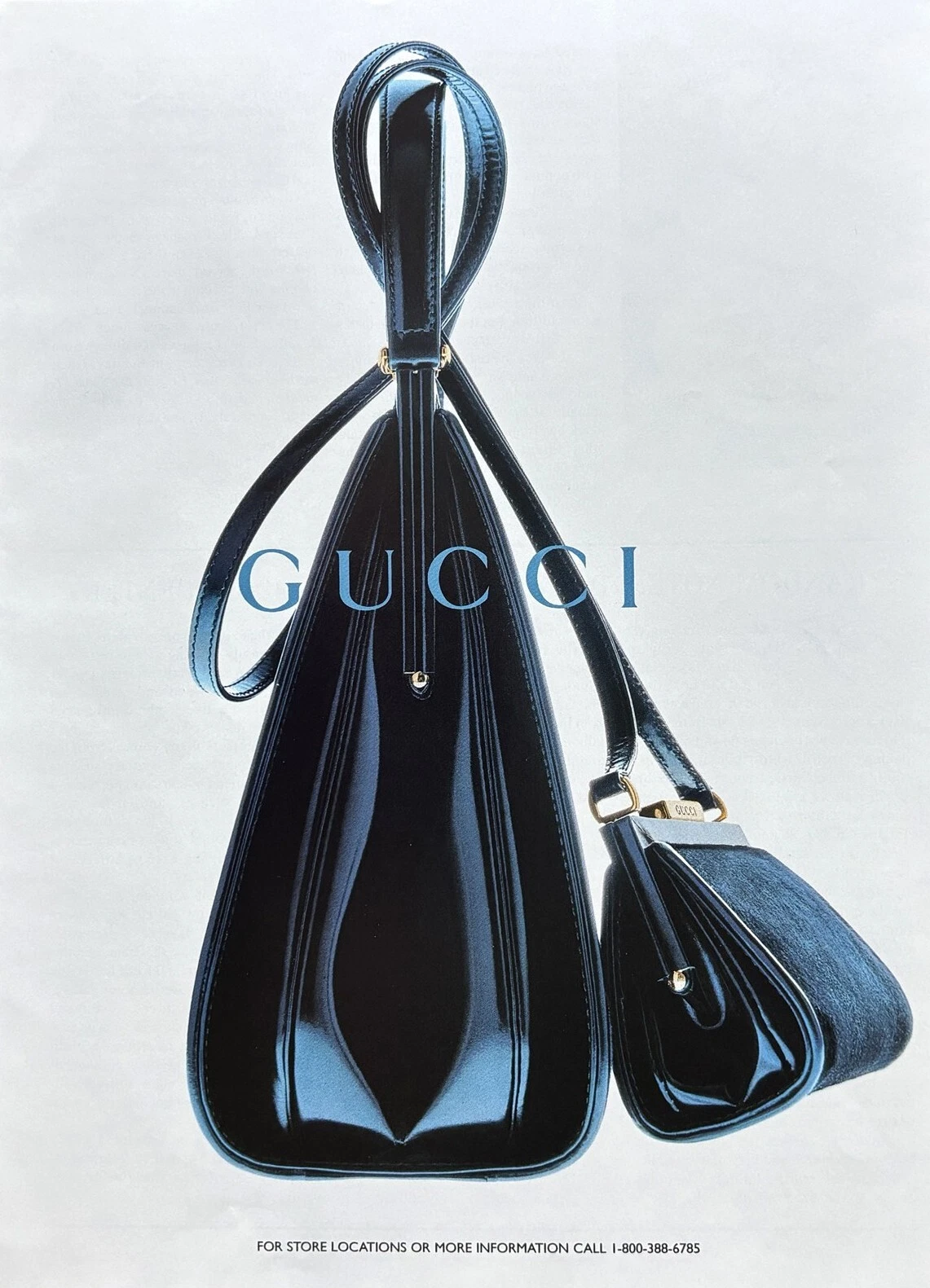 Sac à main GUCCI 1995 années 90 FASHION vintage magazine IMPRIMER AD
