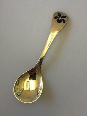 Georg Jensen Annual Löffel 1977 IN Vergoldet Sterlingsilber