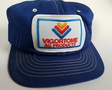 Vigortone Ag Products Denim Trucker Hat Made In USA Patch Cap Agriculture Farm