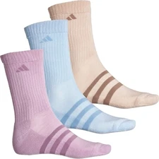 3 Pair Adidas Crew Socks, Women's Shoe 10-13, Men's 8-12, Adaptive Cuff, Gamut