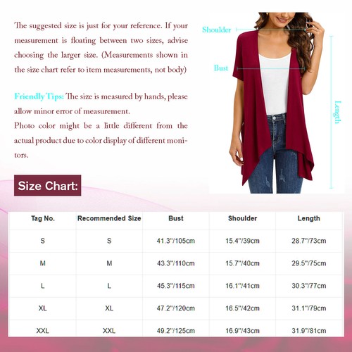 Damen Kurzarm vorne offen Achselzucken Bolero Top durchsichtig Chiffon Cardigan Bluse Top - Bild 18 von 22
