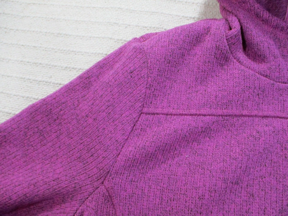 Talbots Womens Jacket Large Purple Hooded Zips Pockets Fleece Polyester Blend - Image 3 of 4