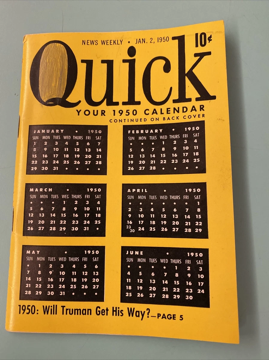 1950 January 2 Quick Magazine Calendar | eBay 1950-january-2-quick-magazine-calendar-ebay