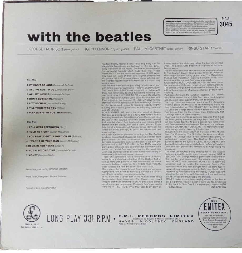 The Beatles ‎– With The Beatles Parlophone ‎– PCS 3045 UK 1976 - 1980 - Bild 2 von 4