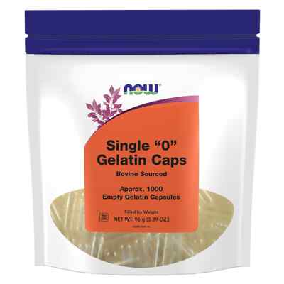 NOW FOODS Empty Capsules Gelatin Single 0'' 1000 gel caps''