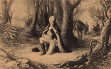 Postcard Patriotic Gen. George Washington Kneeling Prayer Pub R.M. Miller R516