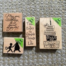 Hero Arts Stamps Happy Birthday Musical Walk Time To Enjoy  More Lot Of 4 NEW