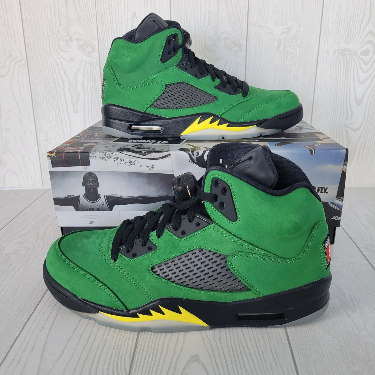 Air Jordan 5 Retro SE Oregon Apple Green Ducks New Men's Size 10