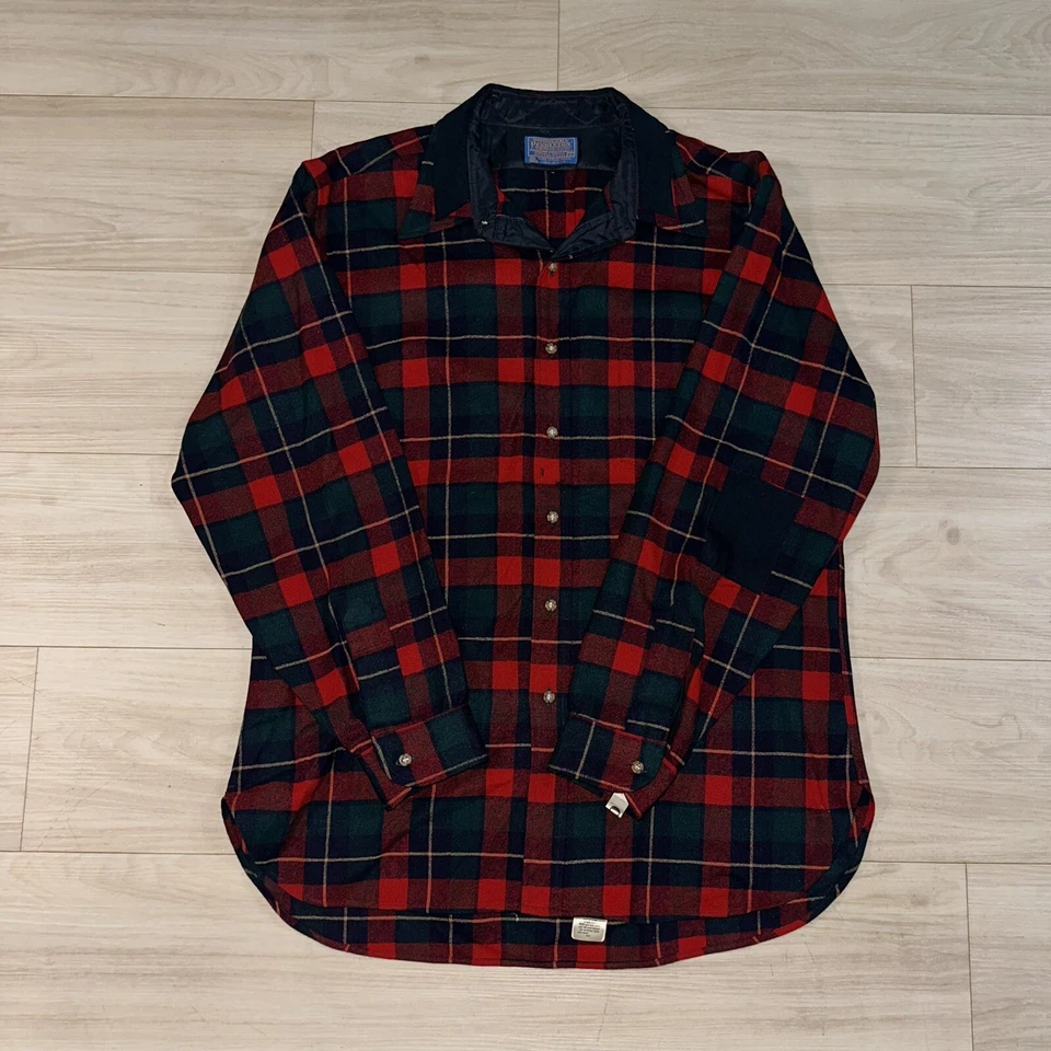 Camisa Pendleton De Colección Para Hombres XL Cuadros Kilgore Tartán Pura Lana Virgen Años 70 Foto 3 de 4