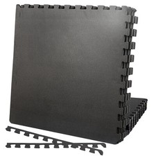 Puzzle Exercise Mat  in EVA Interlocking Foam Floor Tiles for Home Gym Black