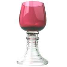 An unusual Art Deco cranberry glass Wine Goblet / Chalice / Rummer C.1920+