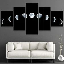 Wall26 Full Growth Cycle of The Moon Landscape Canvas Print Wall Art Set of 5