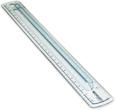 00402 Smoke Gray Plastic Ruler with Finger Grip, 12 Inch