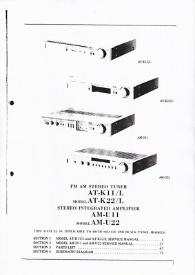 Service Manual Guide For Akai AM-U11, AM-U22, AT-K11, AT-K22