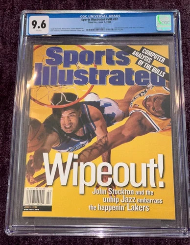 1st JOHN STOCKTON Utah Jazz SPORTS ILLUSTRATED 6/1/98 Gonzaga CGC 9.6 NEWSSTAND