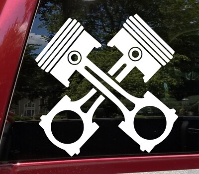 Crossed Pistons Vinyl Decal | Motorcycle Car Engine Gearhead Mechanic Sticker