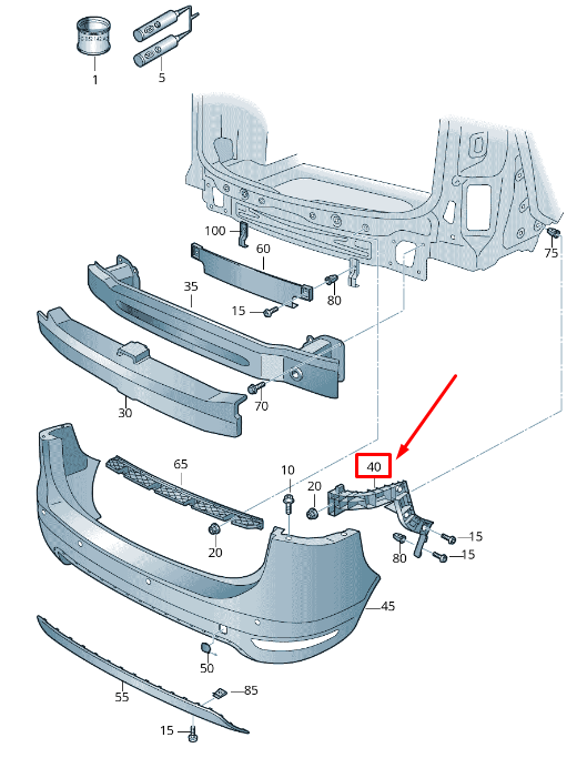 NOUVEAU PROFIL DE GUIDAGE DE PARE-CHOCS ARRIÈRE VW SHARAN 7N 7N0807376