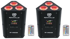 2 Rockville RF WEDGE BLACK RGBWA UV Battery Wireless DMX DJ Up Lights RF Remotes