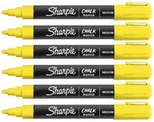 Sharpie Chalk Markers Yellow  Medium Tip Wet Erase 6 Markers New