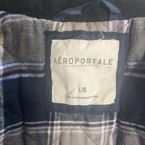 Aeropostale Herren Karofutter blau Reißverschluss vorne Weste Large - Bild 6 von 11