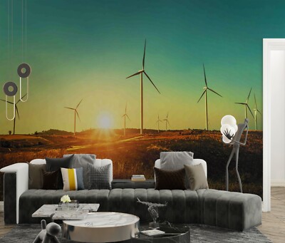 3D Sunshine Windmill Scenery Self-adhesive Removable Wallpaper Murals Wall 110