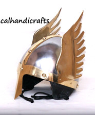 Sliver&Golden Steel & Brass Viking Helmet Knight Norman Warrior 18ga Helmet