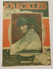 Sheet Music-Freckles Antique 1919 by Hess, Johnson, Ager signed  by NORA BAYES