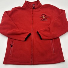 Ralph Lauren Full Zip Fleece Sweater Boys Size LARGE 16-18 Crest Logo RED