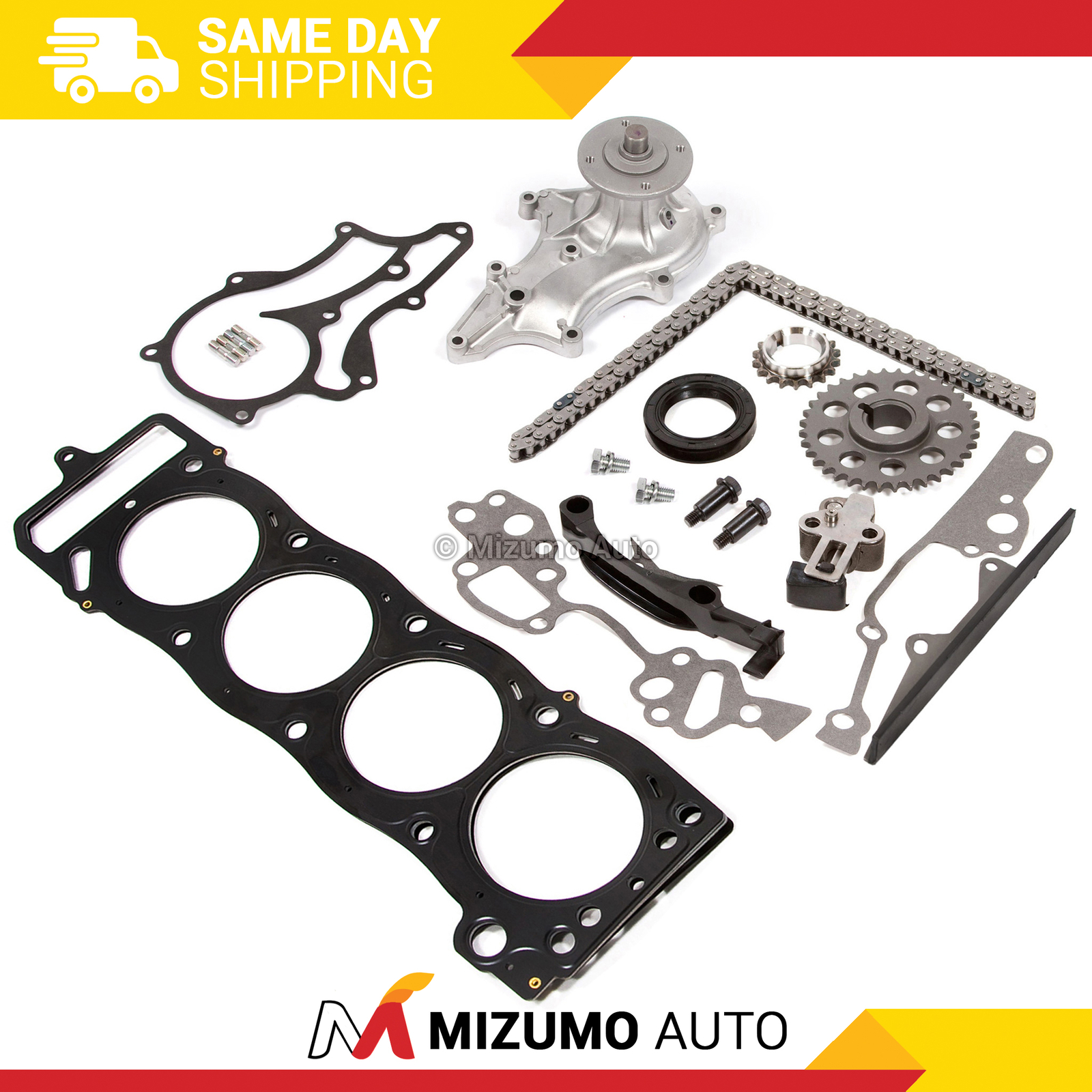 Heavy Duty Timing Chain Kit Head Gasket Water Pump Fit 85-95 2.4 Toyota ...
