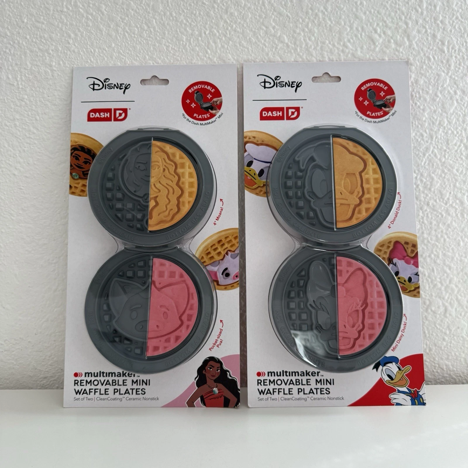Dash X Disney Multimaker Removable Mini Plates Moana Pua & Donald Daisy Duck Set